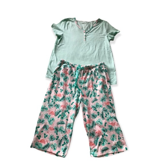 Croft & Barrow‎ Green and Pink Pajama Set Women’s Size Small - Picture 1 of 6